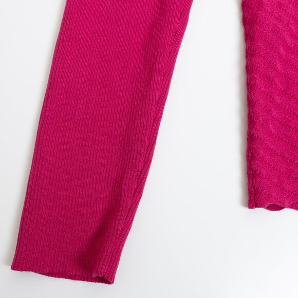 Judith & Charles Silk Blend Sweater V-Neck Long Sleeve Fuchsia Hot Pink - Picture 8 of 12